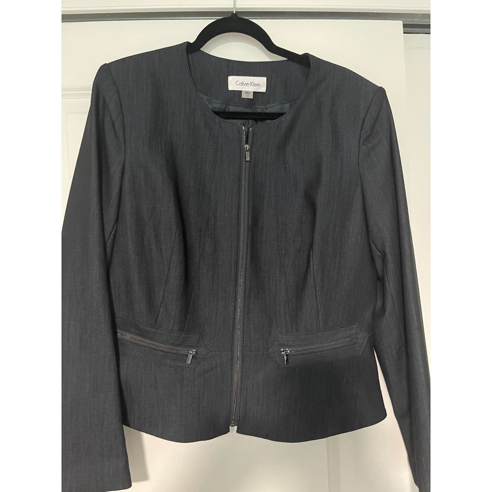 Calvin Klein Sleek Zip-Front Jacket Versatile Outerwear Women's Size 16